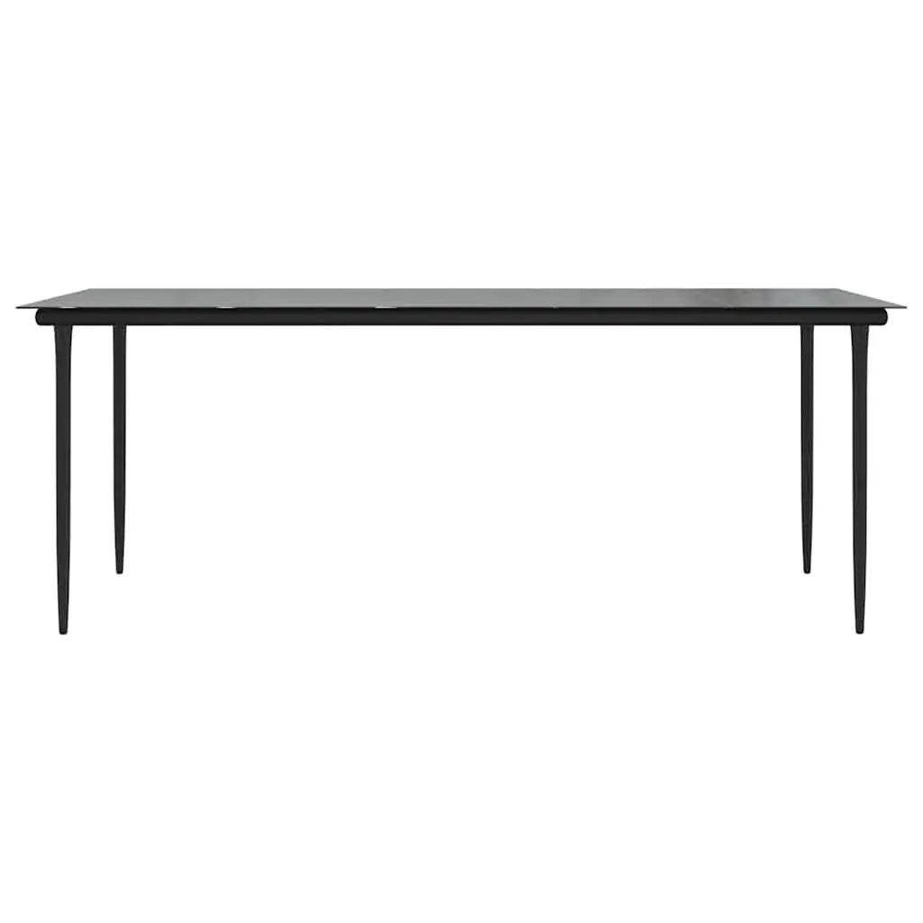 Garden Dining Table Outdoor 200x100x74cm Black Steel Tempered Glass