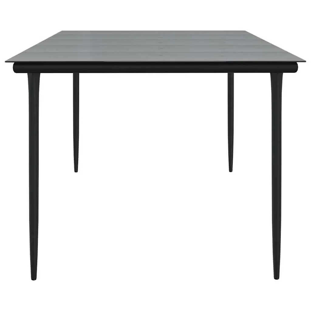 Garden Dining Table Outdoor 200x100x74cm Black Steel Tempered Glass