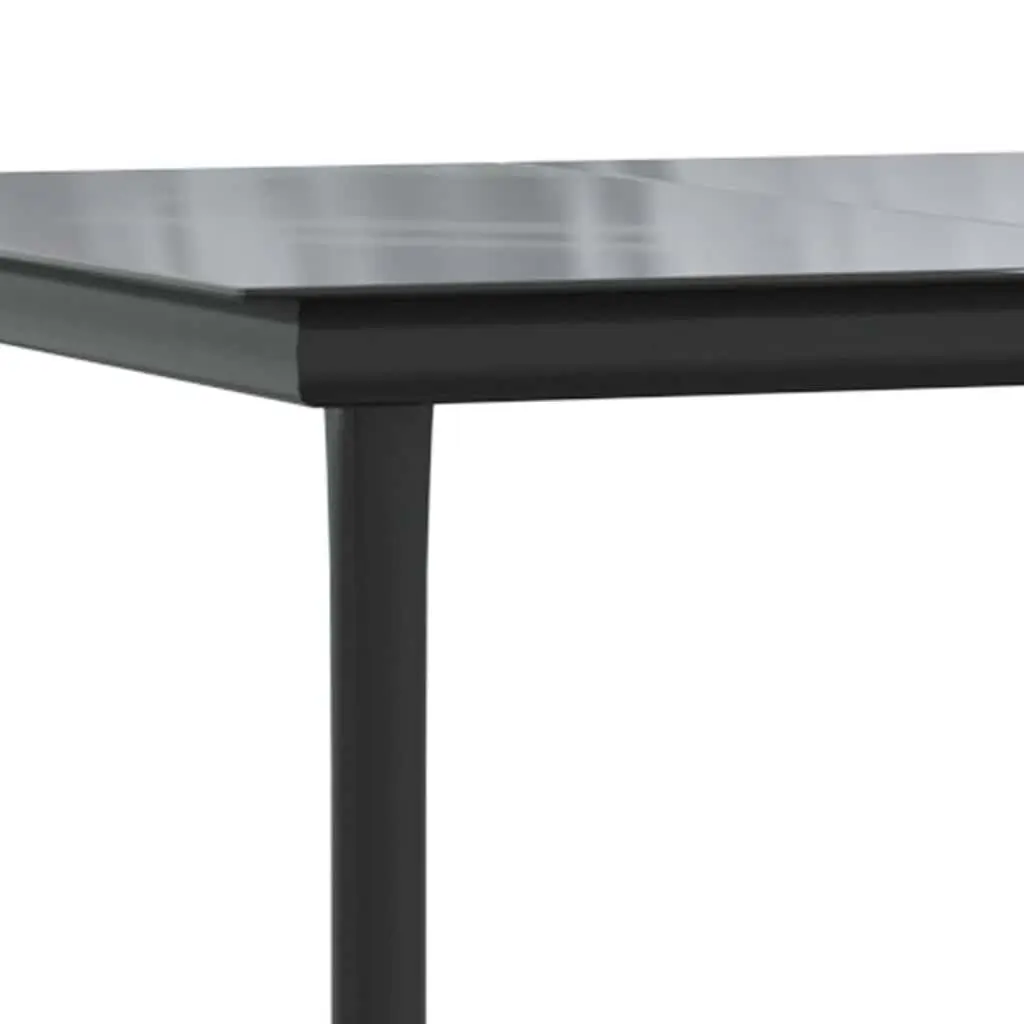 Garden Dining Table Outdoor 200x100x74cm Black Steel Tempered Glass