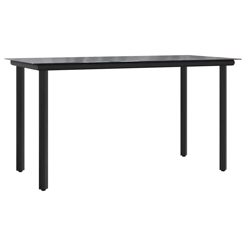 Garden Dining Table for Outdoor Use 200x100x74cm Black Steel Tempered Glass