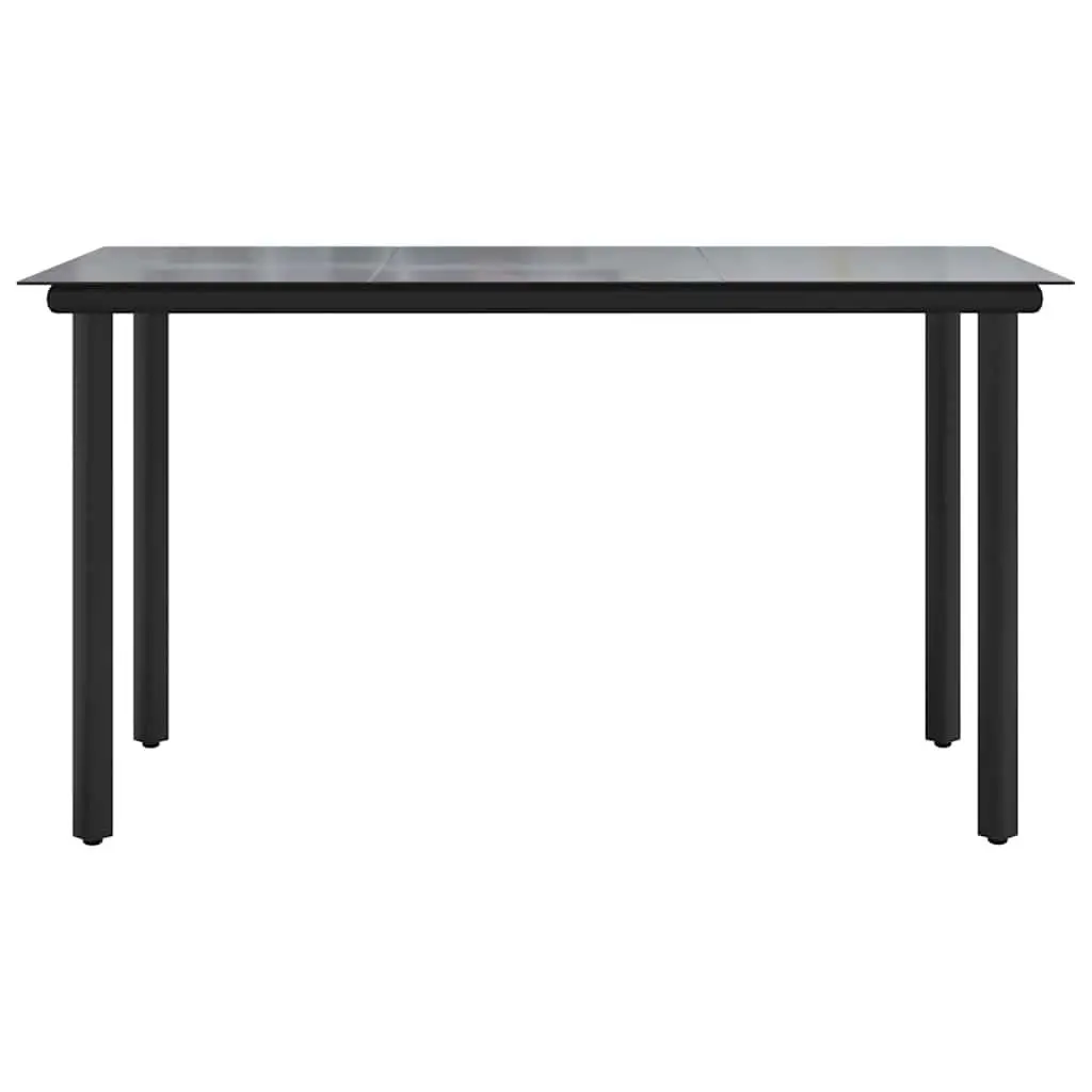 Garden Dining Table for Outdoor Use 200x100x74cm Black Steel Tempered Glass