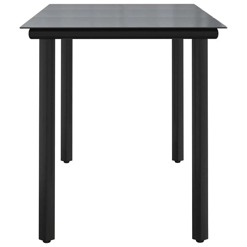 Garden Dining Table for Outdoor Use 200x100x74cm Black Steel Tempered Glass