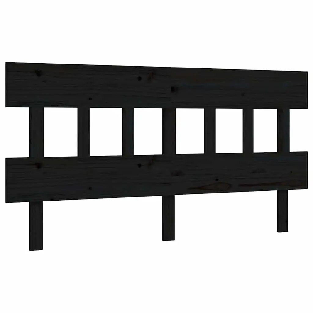 Bed Frame Black 150x200 cm Solid Pine Wood Headboard Footboard Bedroom Furniture
