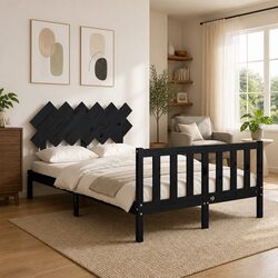 Specifications of Black Solid Pine Bed Frame 135x190 cm