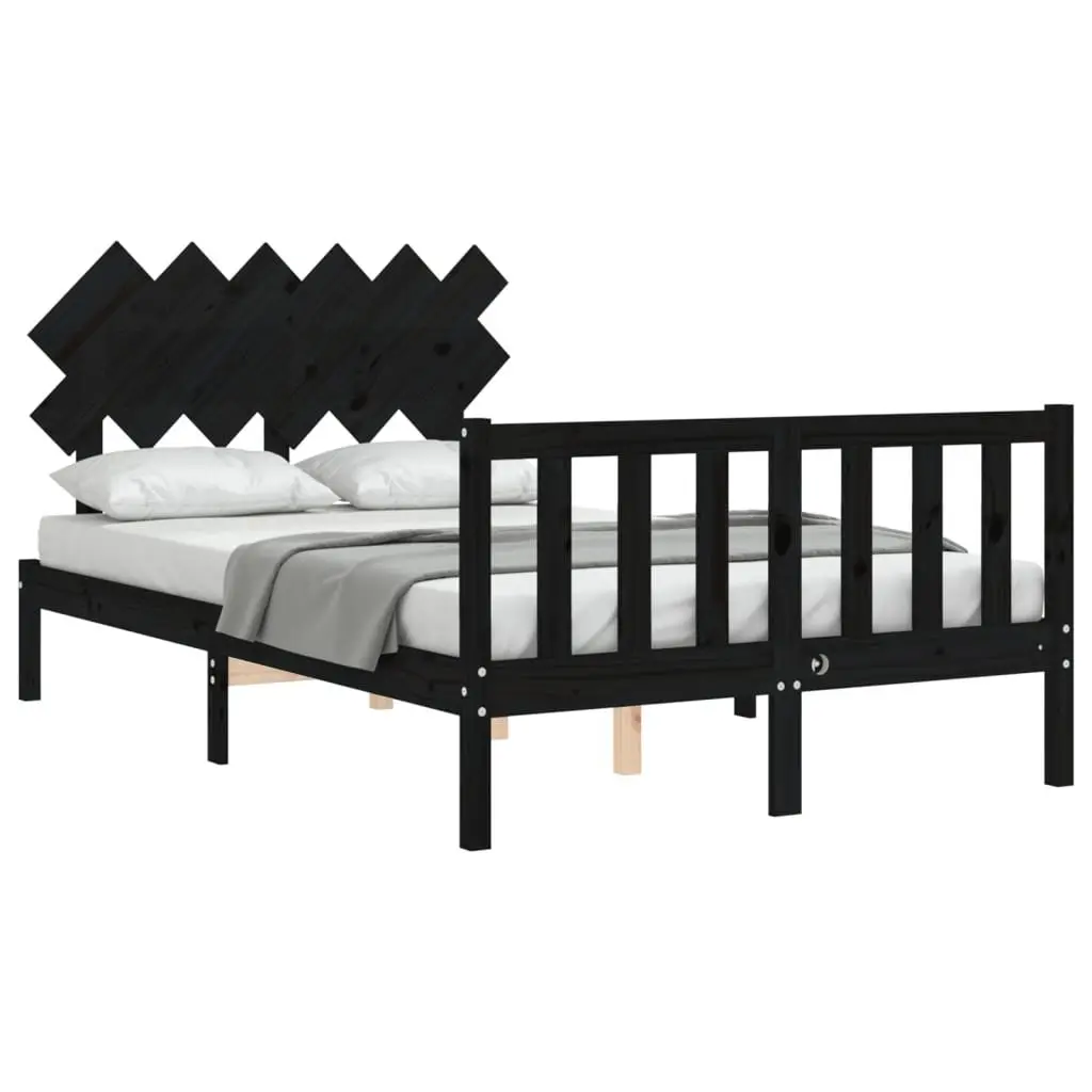 Black Solid Pine Bed Frame 135x190 cm