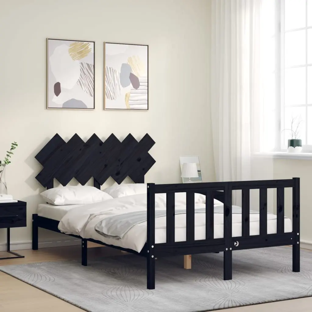 Black Solid Pine Bed Frame 135x190 cm