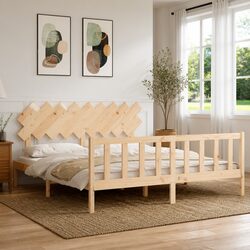 King Bed Frame Dimensions 183x203 cm Solid Pine Wood