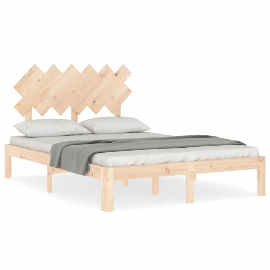Solid Pine Wood Bed Frame 135x190 cm