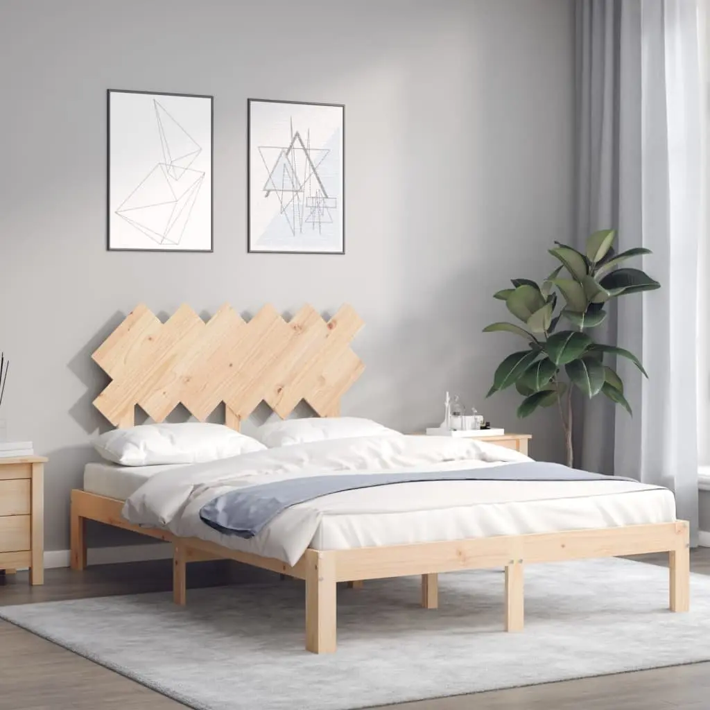 Solid Pine Wood Bed Frame 135x190 cm