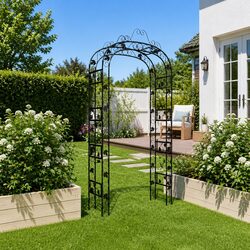 Garden Arch Specifications: Black Steel 116x45x240cm Trellis
