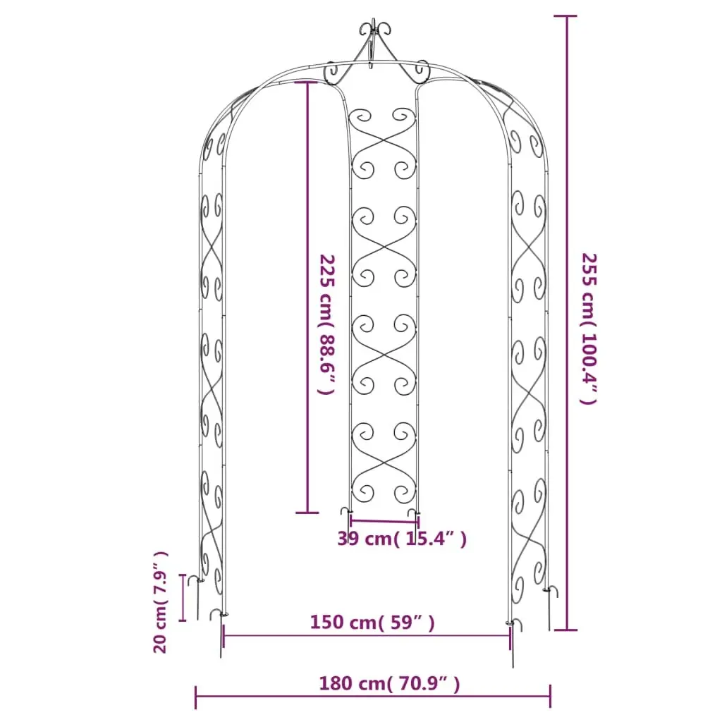 Garden Arch Outdoor Trellis for Climbing Plants 180x255cm