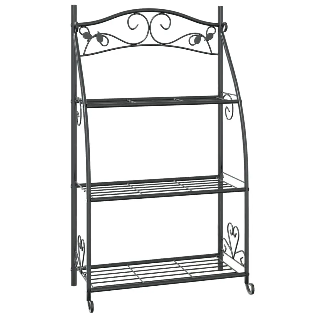 3-Tier Plant Stand for Home Garden Black Steel Ladder Shelf