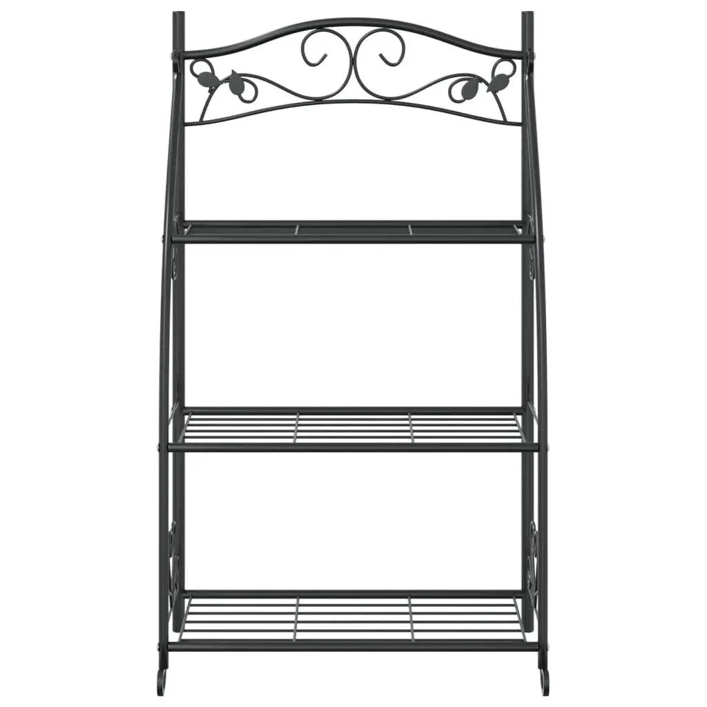 3-Tier Plant Stand for Home Garden Black Steel Ladder Shelf