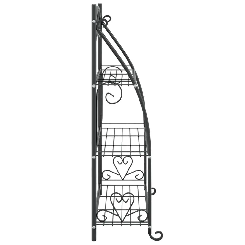 3-Tier Plant Stand for Home Garden Black Steel Ladder Shelf