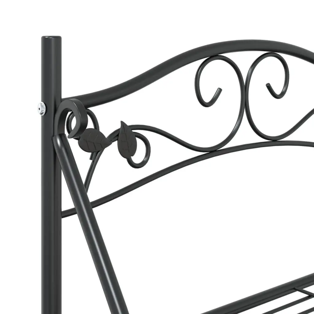 3-Tier Plant Stand for Home Garden Black Steel Ladder Shelf