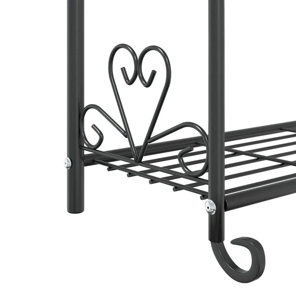 3-Tier Plant Stand for Home Garden Black Steel Ladder Shelf