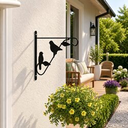 Hanging Basket Brackets Set - 4 Steel Hooks in Black