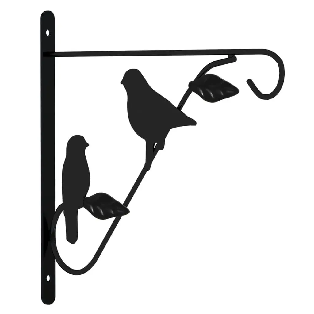 Hanging Basket Brackets for Garden Patio Black Steel 4 Piece