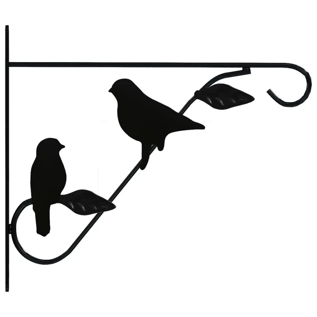 Hanging Basket Brackets for Garden Patio Black Steel 4 Piece