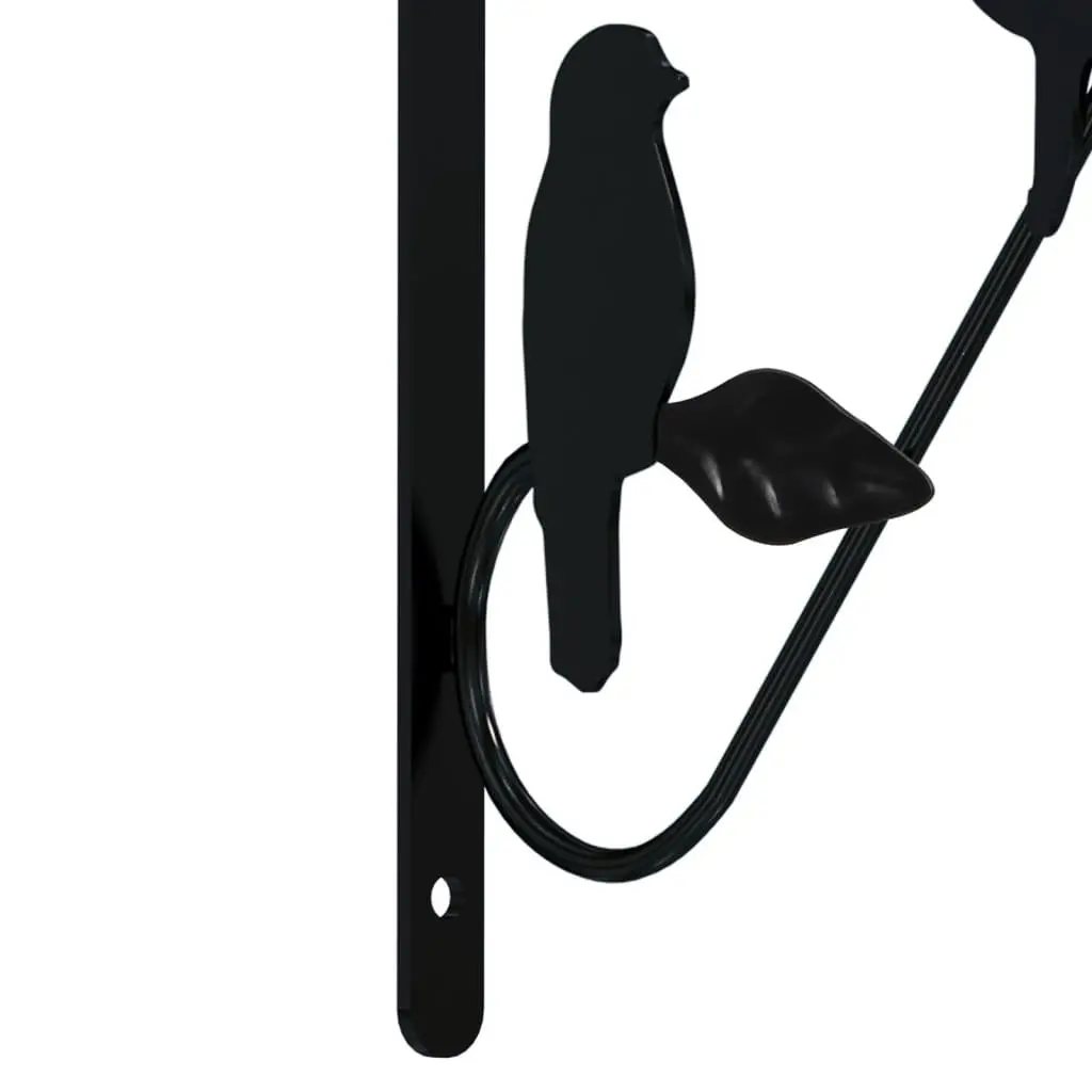 Hanging Basket Brackets for Garden Patio Black Steel 4 Piece