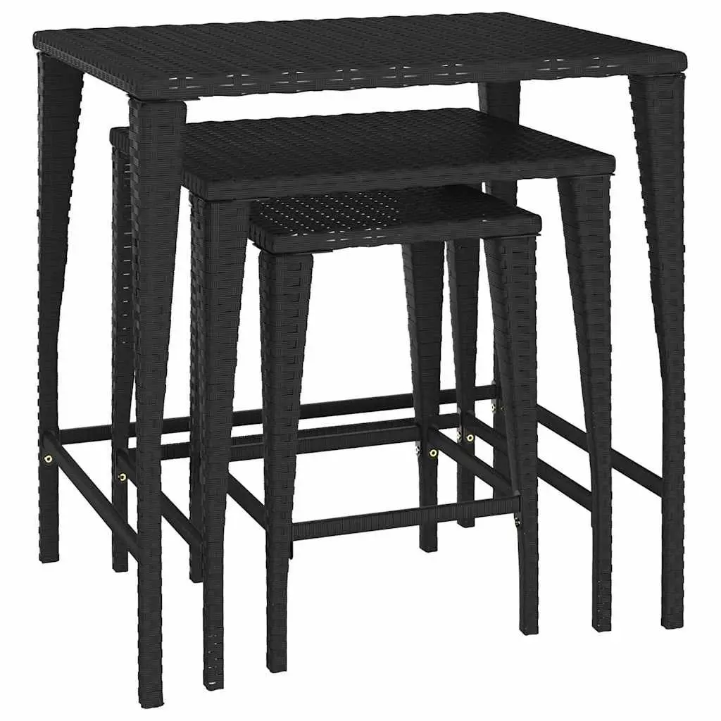 Black 3-Piece Nesting Tables for Storage