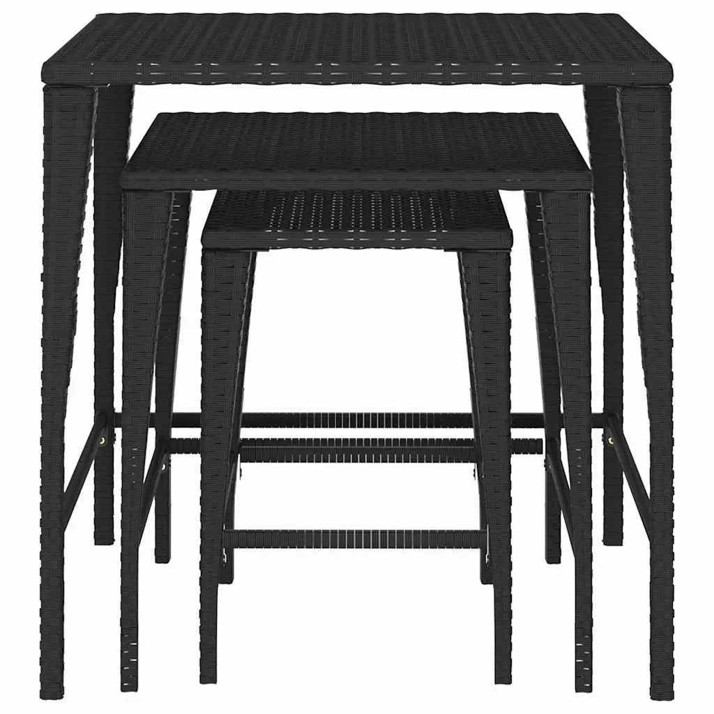 Black 3-Piece Nesting Tables for Storage