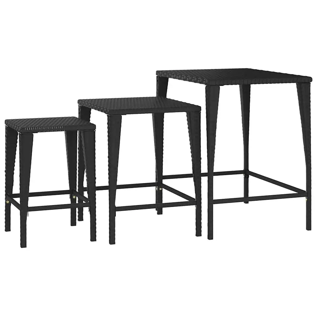 Black 3-Piece Nesting Tables for Storage