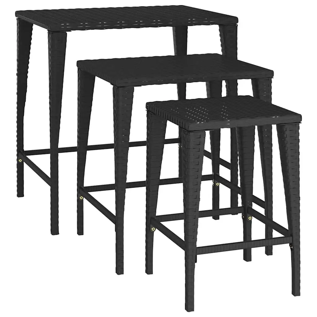 Black 3-Piece Nesting Tables for Storage