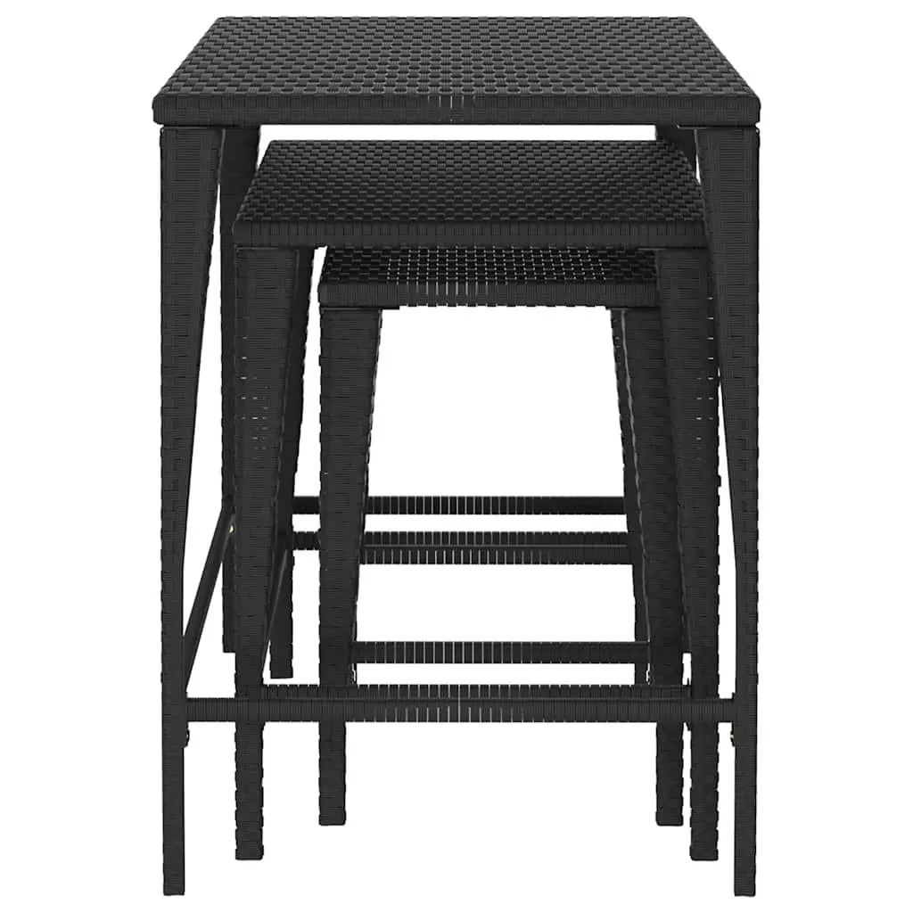 Black 3-Piece Nesting Tables for Storage