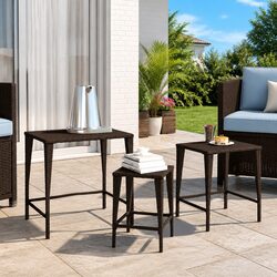 Nesting Tables Set 3 Pieces Brown Side Coffee Table Outdoor Indoor Furniture