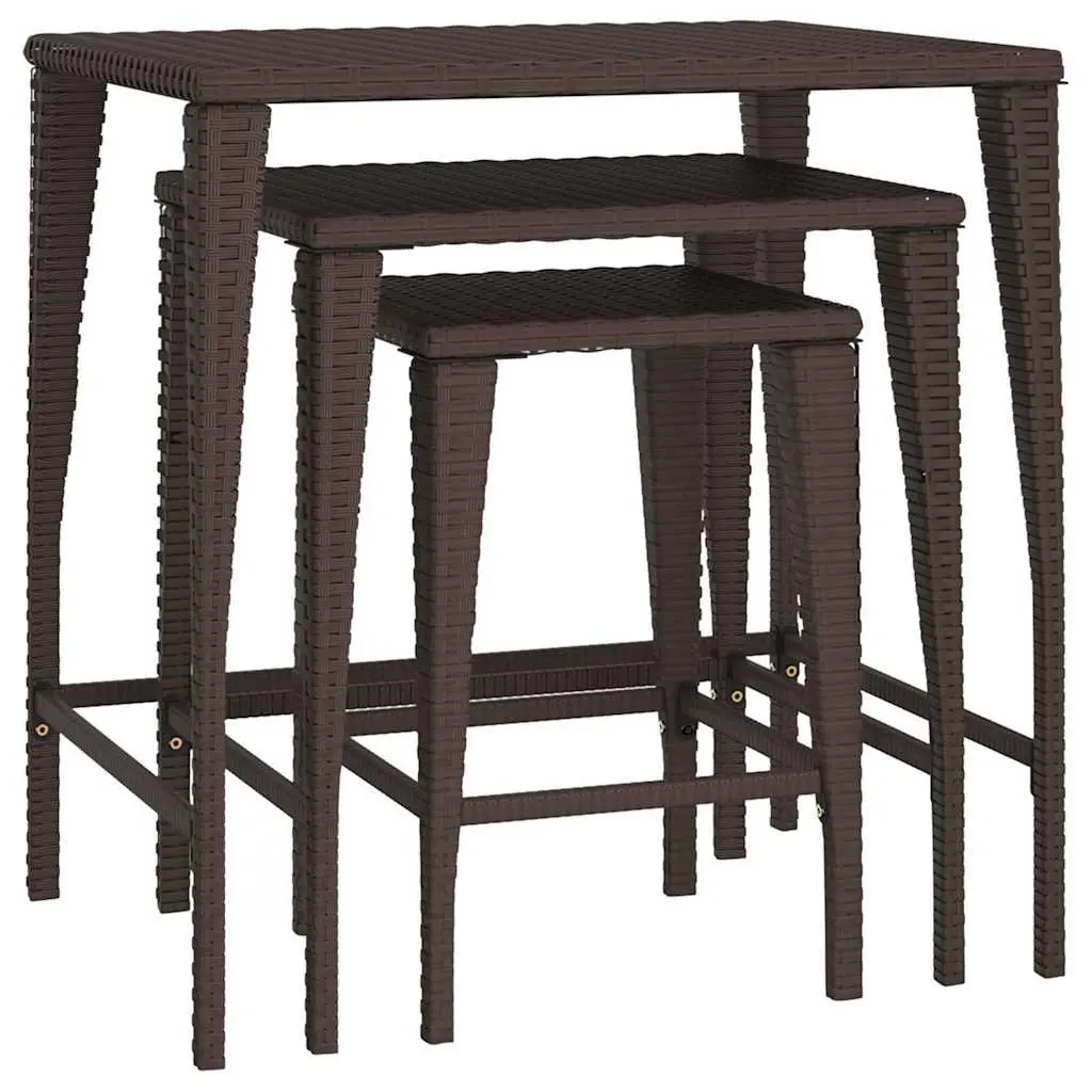 Nesting Tables Set 3 Pieces Brown Side Coffee Table Indoor Outdoor Use