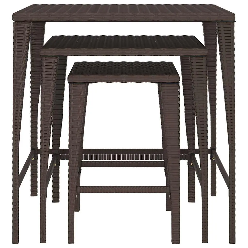 Nesting Tables Set 3 Pieces Brown Side Coffee Table Indoor Outdoor Use