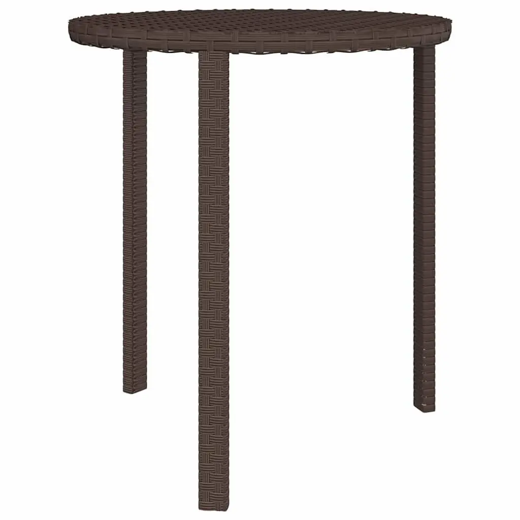 Rattan Side Tables Set of 3 Outdoor Brown Different Sizes Shapes