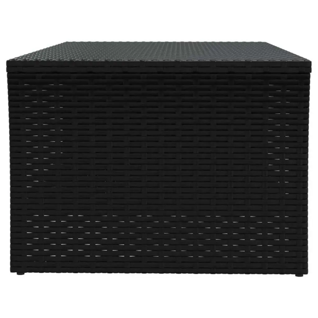 Coffee Table Black Outdoor Garden Patio Poly Rattan with Steel Frame Shelf