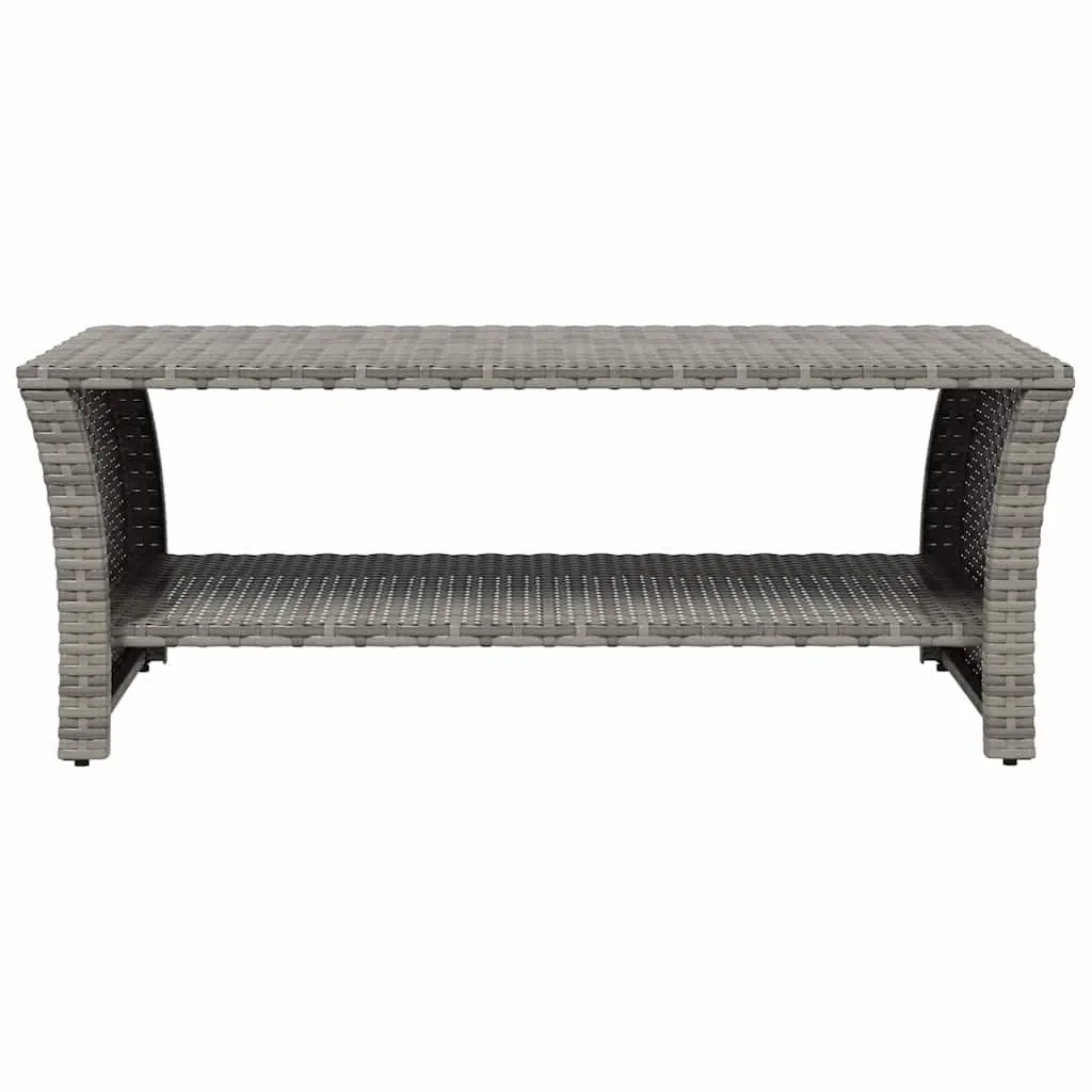 Coffee Table Grey Outdoor Garden Patio Poly Rattan with Storage Shelf