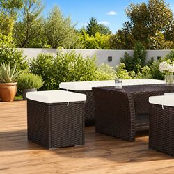 Brown Ottoman Footrest Dimensions: 40x30x40 cm, with Cushion