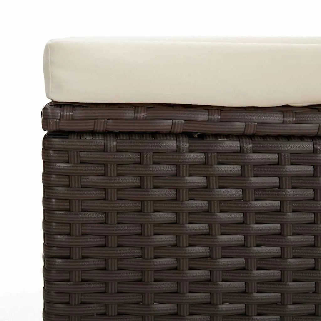 Ottoman Footrest Brown Poly Rattan Garden Patio Relaxation Seat with Cushion