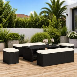 Black Outdoor Ottomans - Dimensions 40x30x40 cm, Set of 2