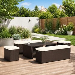 Specifications for Outdoor Ottomans - 2 pcs, Brown