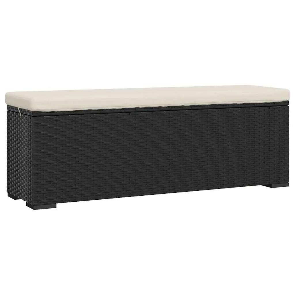 Outdoor Ottoman Bench for Patio and Garden 110 x 30 x 40 cm Black Poly Rattan with Removable Cushion