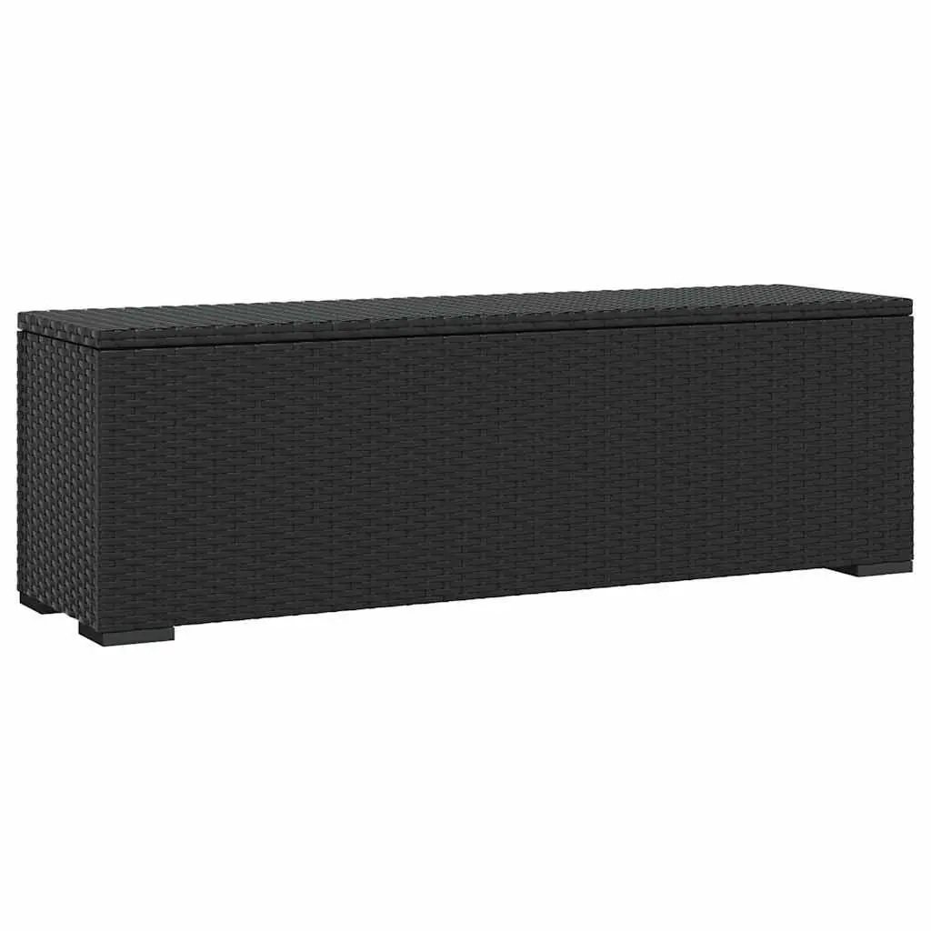 Outdoor Ottoman Bench for Patio and Garden 110 x 30 x 40 cm Black Poly Rattan with Removable Cushion
