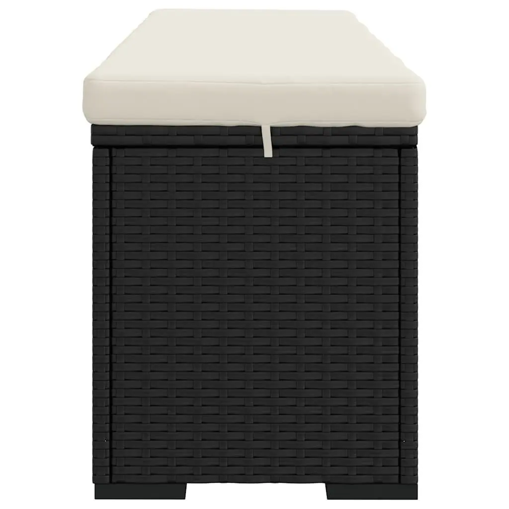 Outdoor Ottoman Bench for Patio and Garden 110 x 30 x 40 cm Black Poly Rattan with Removable Cushion