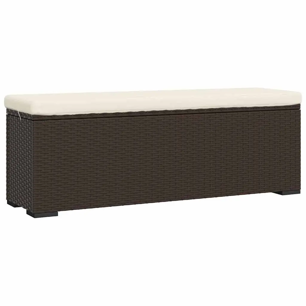 Outdoor Ottoman Bench for Garden 110 x 30 x 40 cm Brown Poly Rattan with Cushion