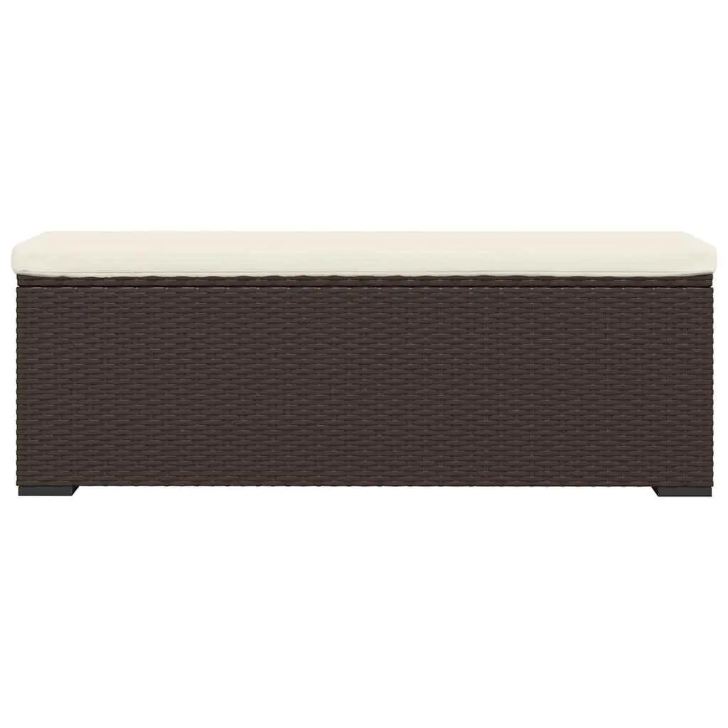Outdoor Ottoman Bench for Garden 110 x 30 x 40 cm Brown Poly Rattan with Cushion