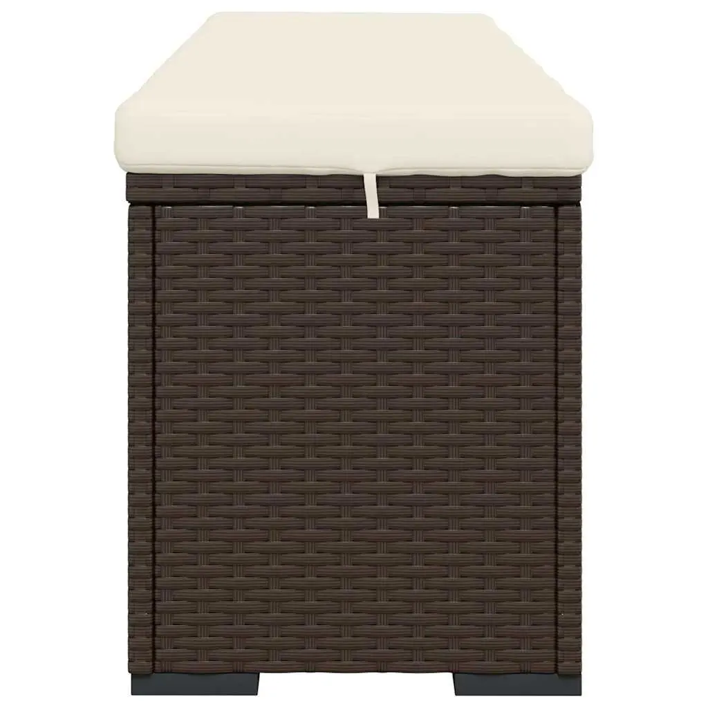 Outdoor Ottoman Bench for Garden 110 x 30 x 40 cm Brown Poly Rattan with Cushion