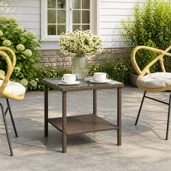 Brown Side Table Dimensions 45x45x45cm with Glass Top