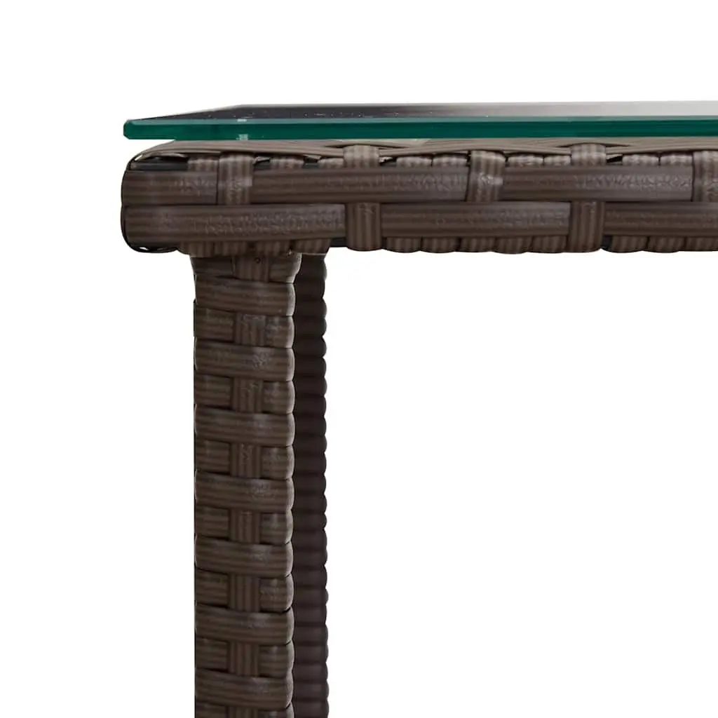 Side Table Brown 45x45x45 cm Poly Rattan Tempered Glass Outdoor Indoor Coffee