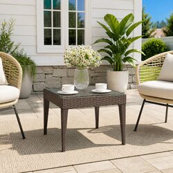 End Table Specifications: 50x50x38cm, Brown Poly Rattan