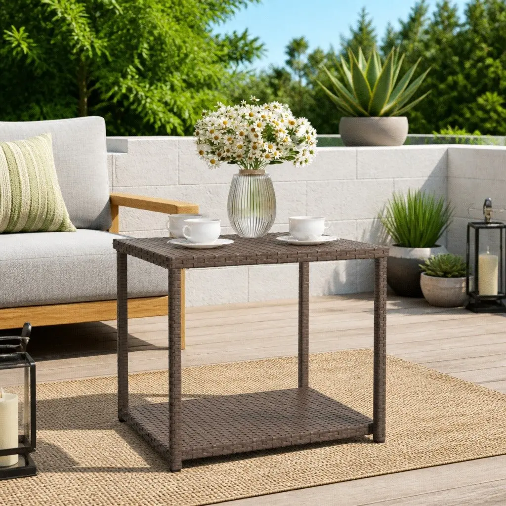 Brown Side Table 55x45x49 cm with Storage