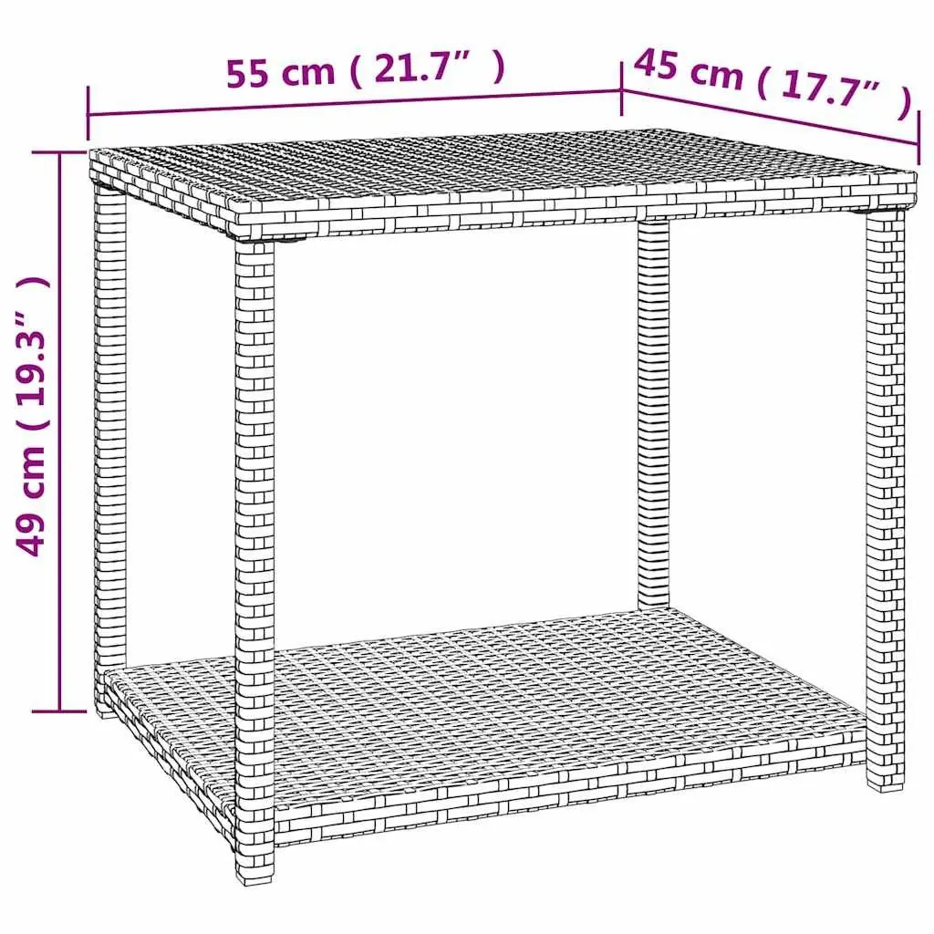 Brown Side Table 55x45x49 cm with Storage